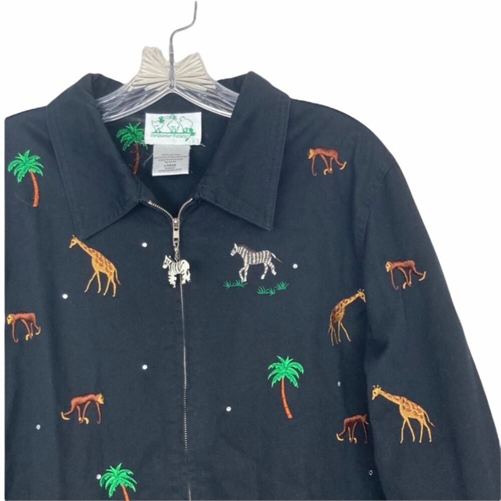 Quacker Factory Zebra Giraffe Monkey Embroidered … - image 2